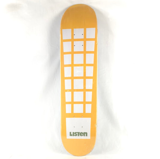 Listen ! Yellow/White 7.5" Skateboard Deck