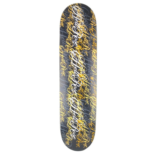 Hellrose Multi Script Black/Grey/Yellow 8" Skateboard Deck