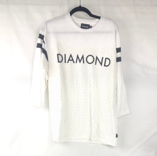 Diamond Chest Logo Poke A Dot White Black  Size M Baseball T Shirt