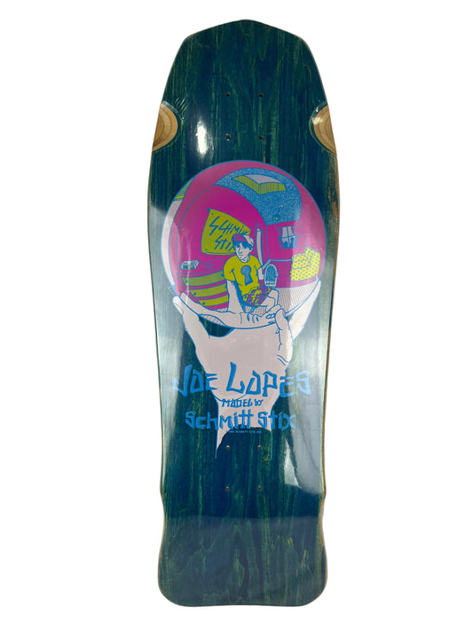 Schmitt Stix Joe Lopes Crystal Ball First Edition Blue Woodgrain Pink Size 9.5" Vintage NOS Re-Issue Deck