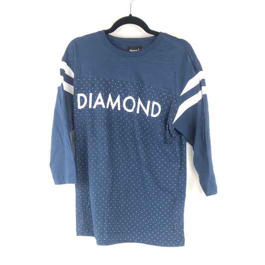Diamond Chest Logo Poke A Dot Navy White  Size M Baseball T Shirt