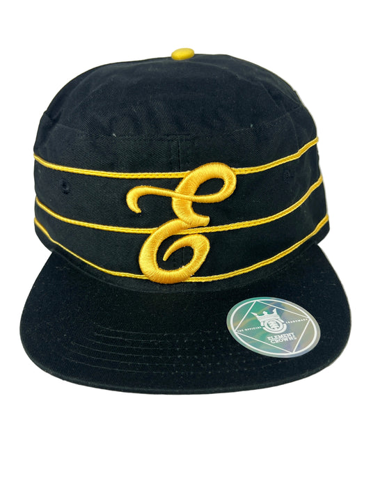 Element Crowns Black Gold E Stripes One Size Fits all Vintage Snapback Hat