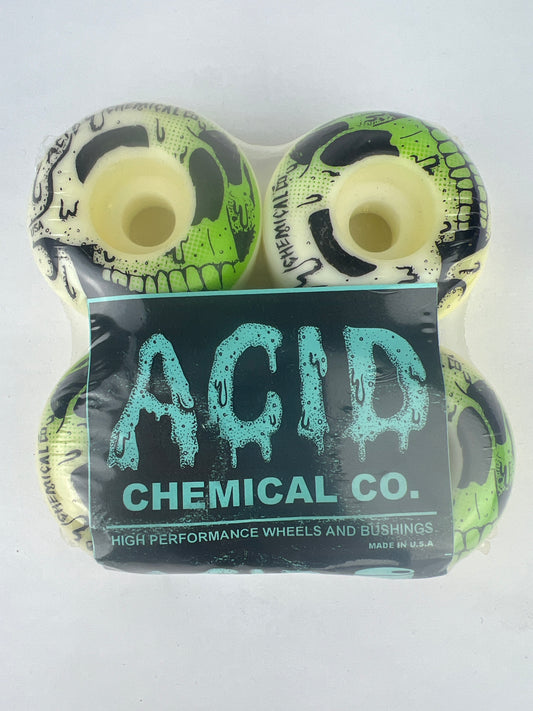 Acid Chemical Co. Street Formula Melting Skull Green Black White size 53MM Vintage NOS Wheels
