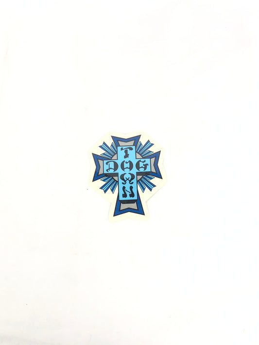 Dogtown Skates Cross Clear Blue 4" x 3.5" Sticker
