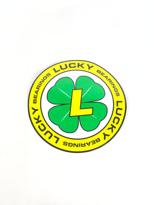 Lucky Bearings 4 Leaf Clover Yellow Black Green 7.7" x 7.7" Circle Sticker