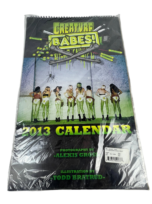 Creature Babes Black Green Multi 19.3" X 12.3" Vintage Calendar 2013