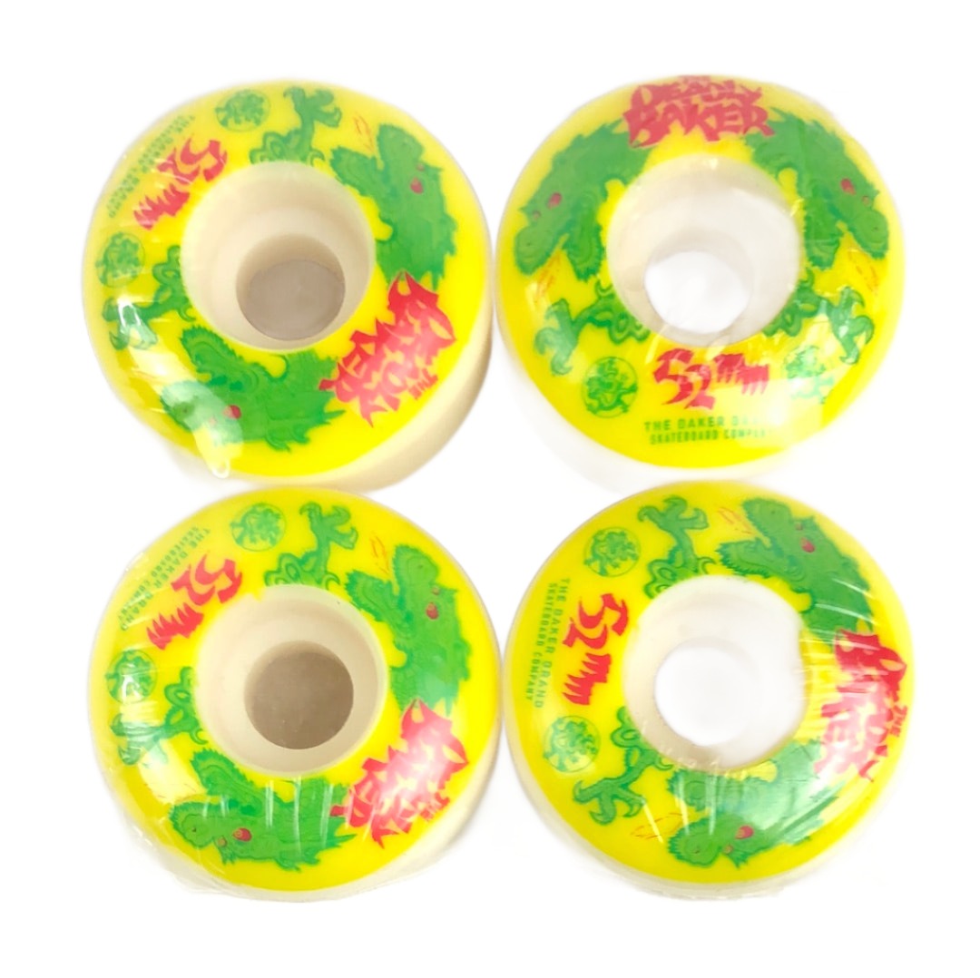 Baker The Deadly Baker Graphic Yellow Green Red 52mm  NOS Skateboard Wheels