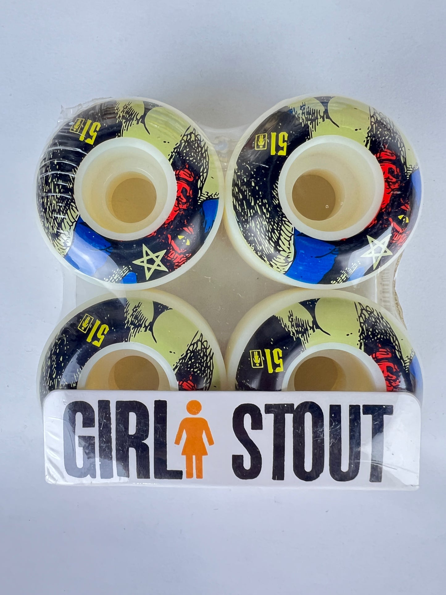 Girl Stout Powerslide Baphomet Black White Red Blue Size 51MM Vintage NOS Wheels