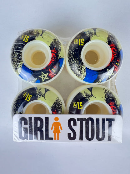 Girl Stout Powerslide Baphomet Black White Red Blue Size 51MM Vintage NOS Wheels
