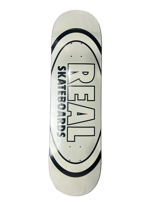 Real Team Oval Slick Bottom White Black Size 8.25" Vintage NOS Deck