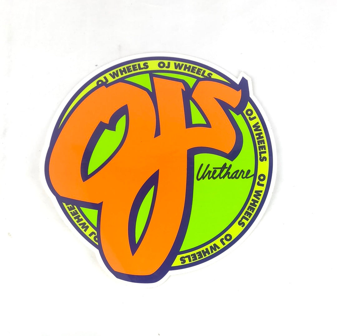 OJ Wheels "Urethane" Green Orange 8.1" (Large) Circle Sticker