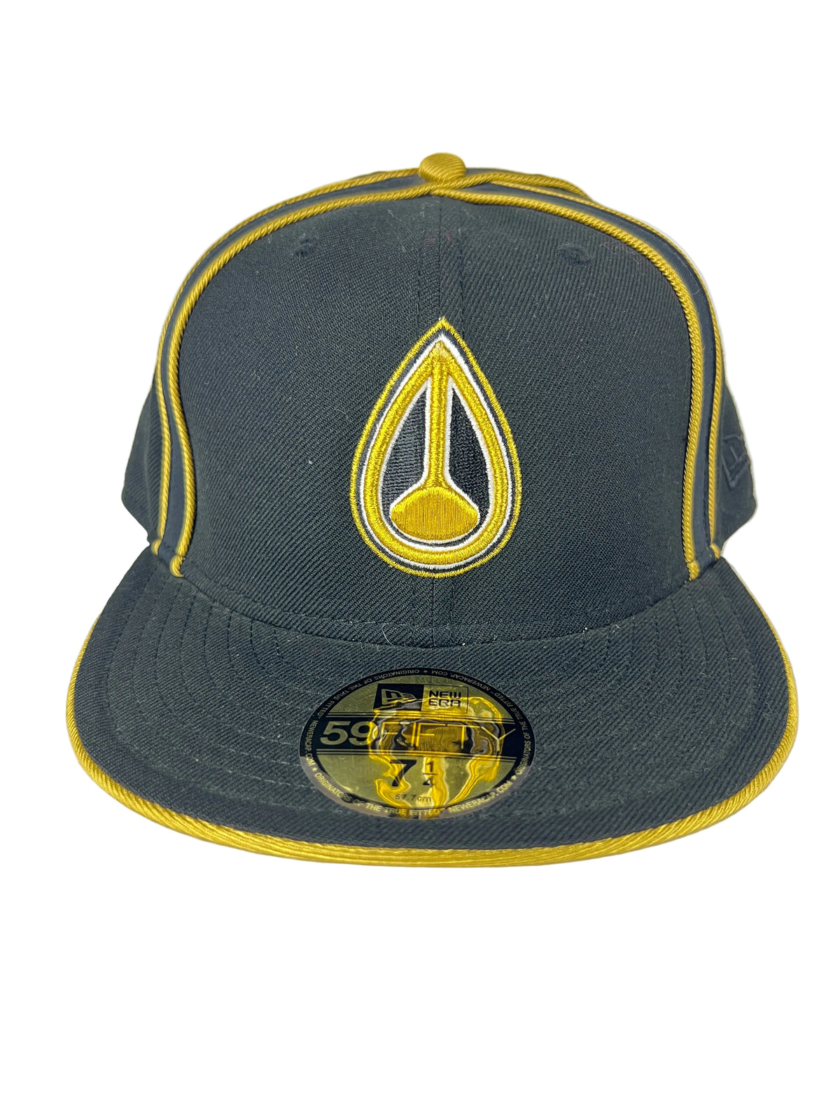 Nixon X New Era Nixon Thick Logo Gold White Black Size 7 1/4 52.7CM Vintage 59Fifty Fitted Hat