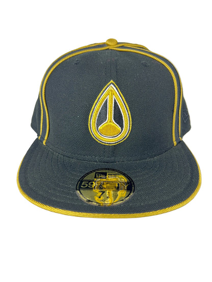 Nixon X New Era Nixon Thick Logo Gold White Black Size 7 1/4 52.7CM Vintage 59Fifty Fitted Hat