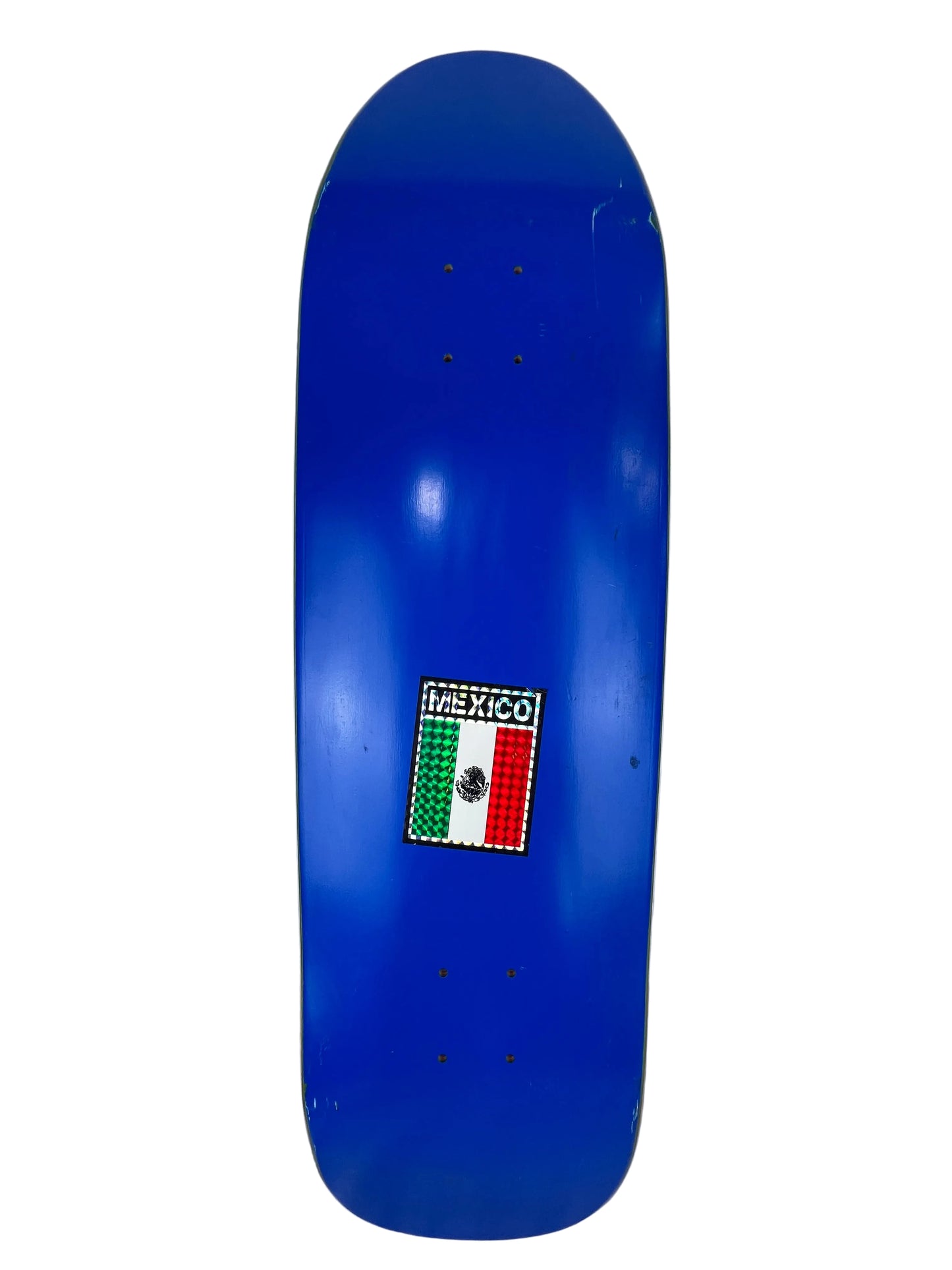 Bianca Chandon Blue Graphic with Mexico Sticker Size 9.25" Vintage NOS Shaped Deck