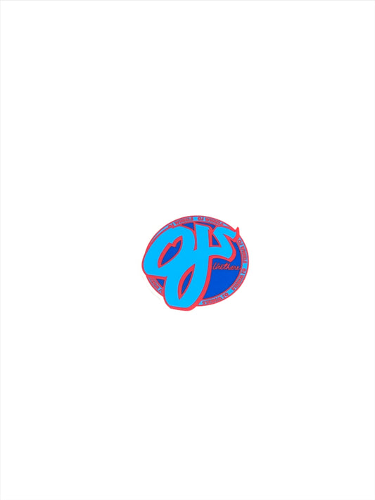 OJ Wheels Logo Clear Red Blue 3" x 3" Circle Sticker