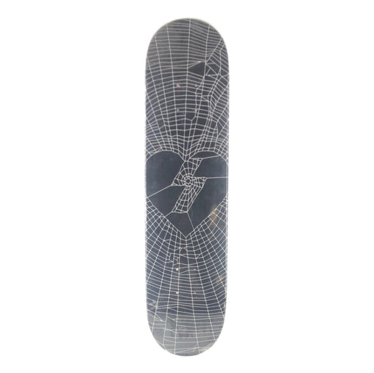 Mystery Spider Web Heart Logo Black/White Size 7.6" Skateboard Deck