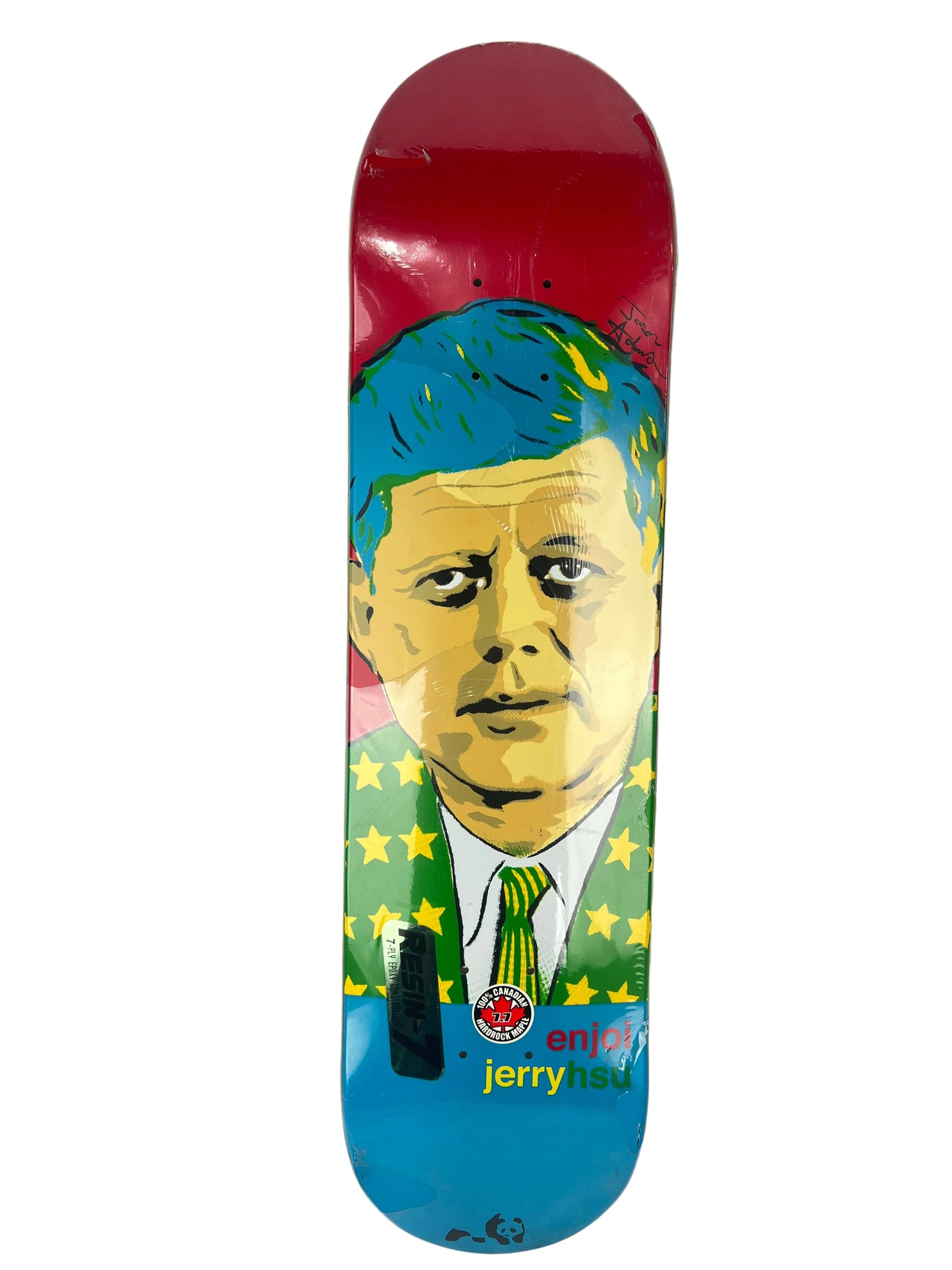 Enjoi Jerry Hsu Presidential Series JFK Art By Jason Adams Red Blue Multi Size 7.7" Vintage NOS Deck