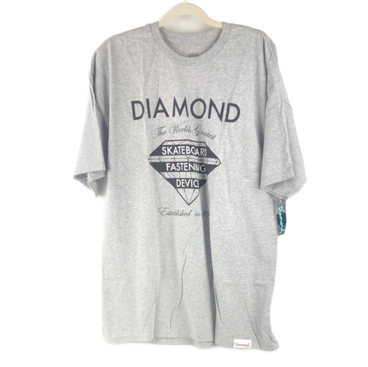 Diamond Fastening Device Chest Logo Grey Black White Size XL S/s Shirt