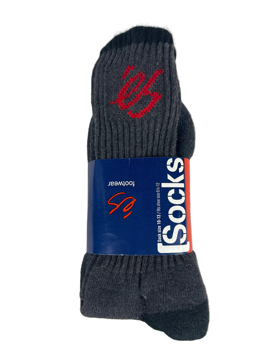ES Black Grey Red Size 10 - 13 Vintage NOS Crew Socks
