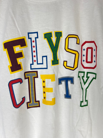 Fly Society Fly Society Varsity Fonts White Multi Size L S/s Vintage Shirt