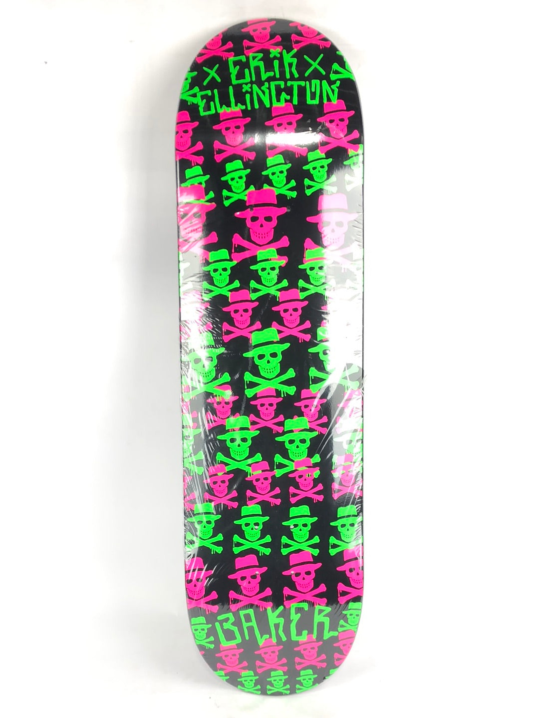 Baker Erik Ellington Skull and Cross Bones Black/Neon Green/Neon Pink 8.3" Skateboard Deck