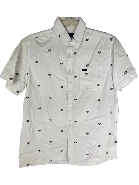Krew KR3W No. 11 Collection Roses All Over Print White Red Size S S/s Vintage Button Up Pocket Shirt