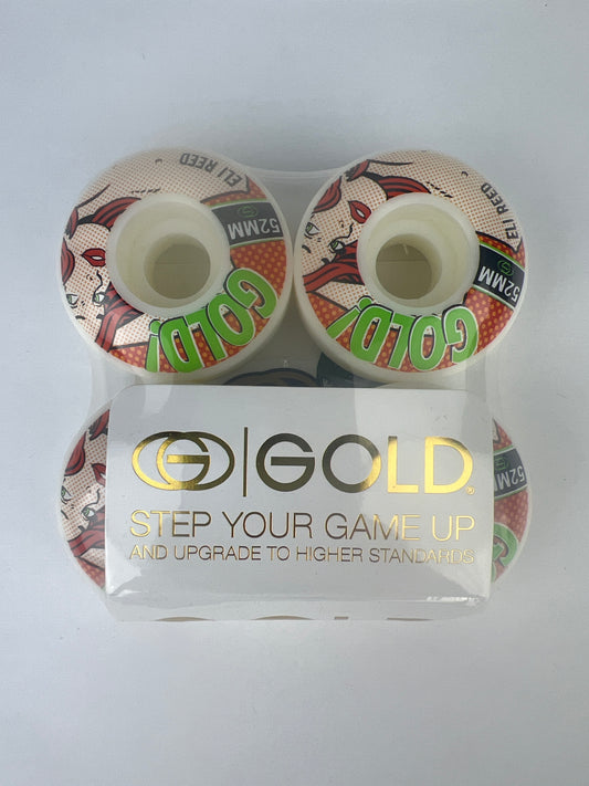 Gold Wheels Eli Reed Pop Art Girl Gold! Multi Orange Green Size 52MM Vintage NOS Wheels