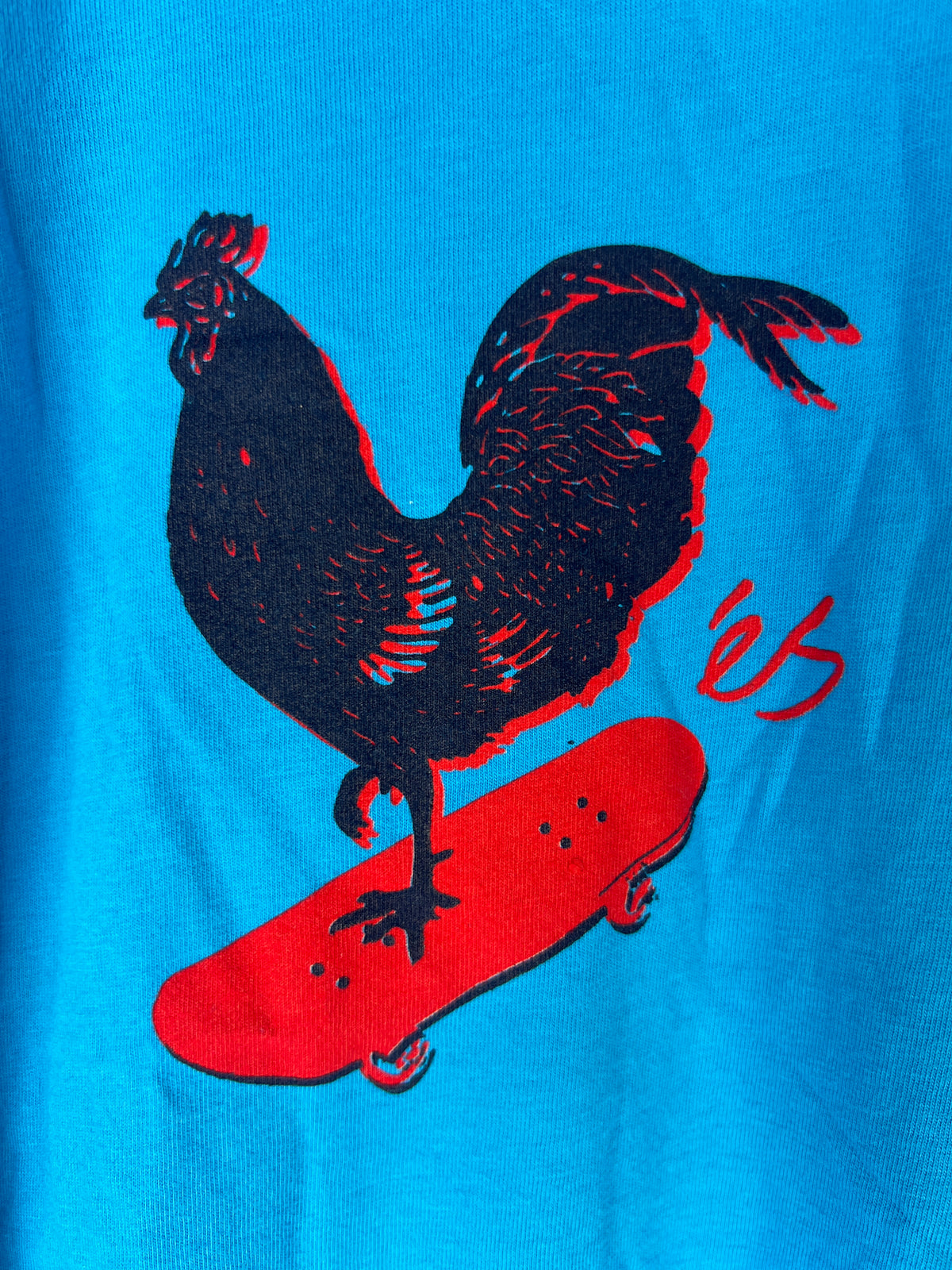 eS Rooster Blue Black Red Size L /s Vintage Shirt