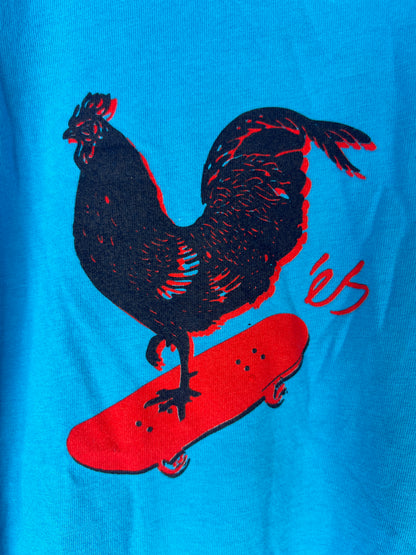 eS Rooster Blue Black Red Size L /s Vintage Shirt