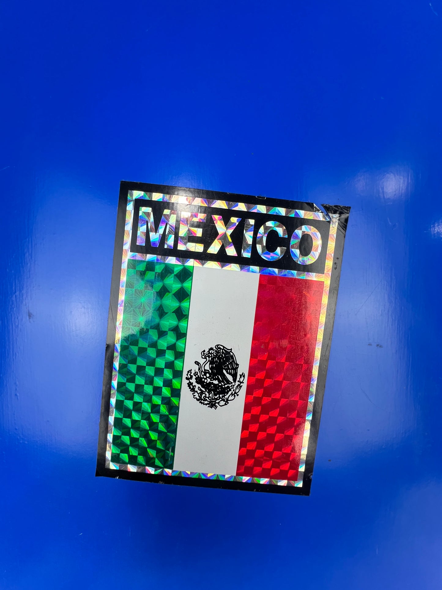 Bianca Chandon Blue Graphic with Mexico Sticker Size 9.25" Vintage NOS Shaped Deck