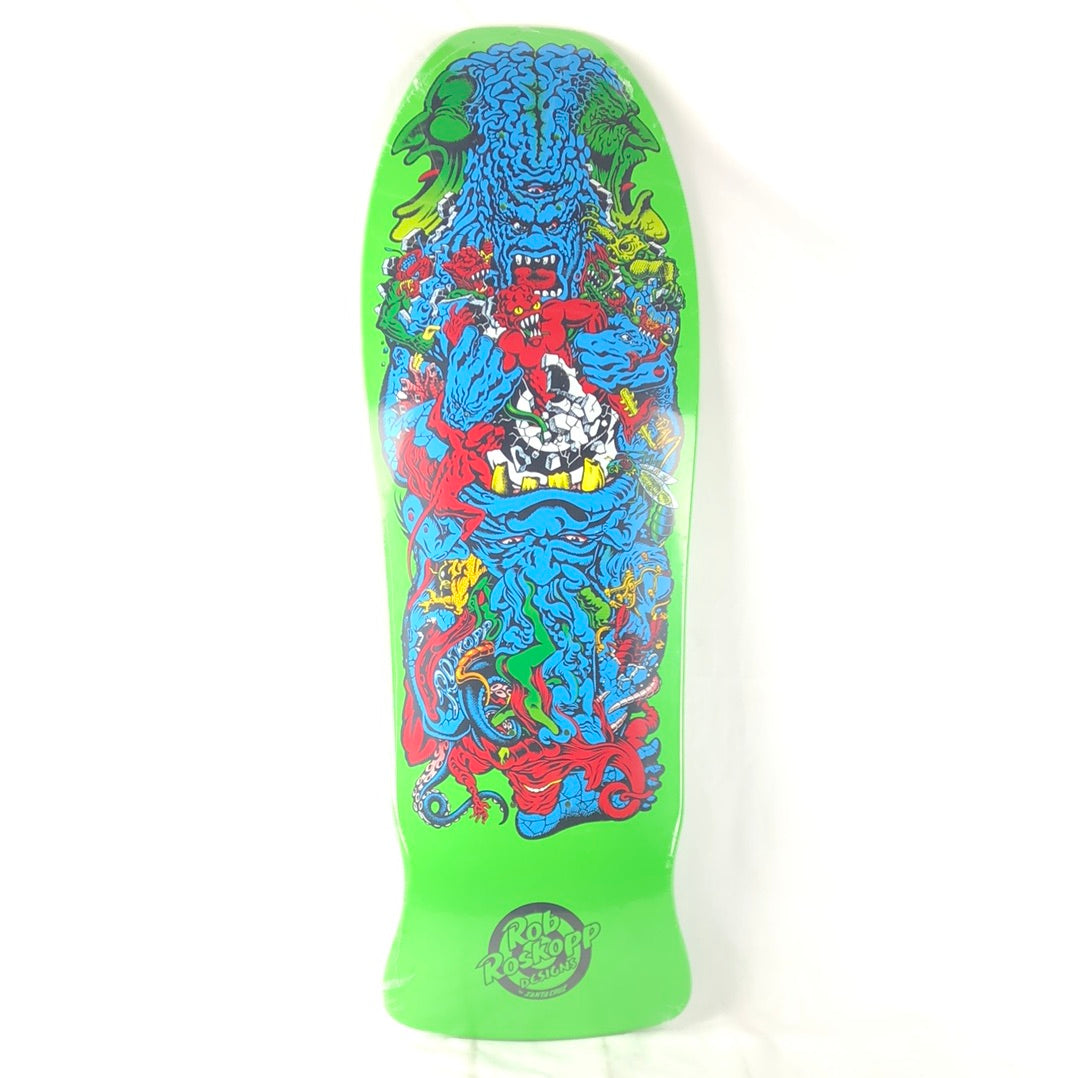 Santa Cruz Rob Roskopp Target 5 Green Fluorescent Reissue Size 10.125 Shaped Skateboard Deck