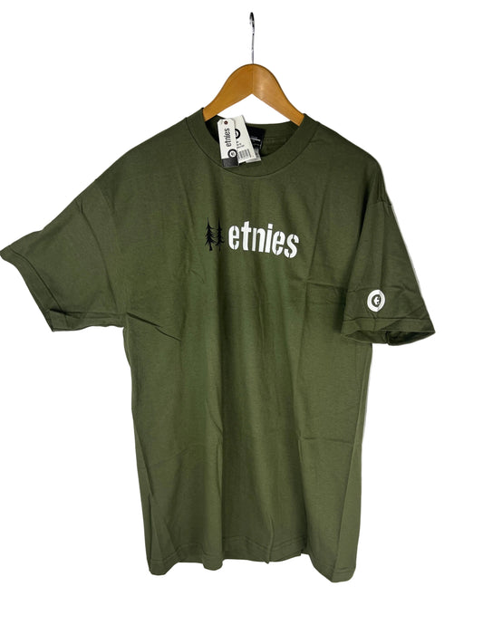 Etnies Arto Saari Trees Military Green White Size L S/s Vintage Shirt