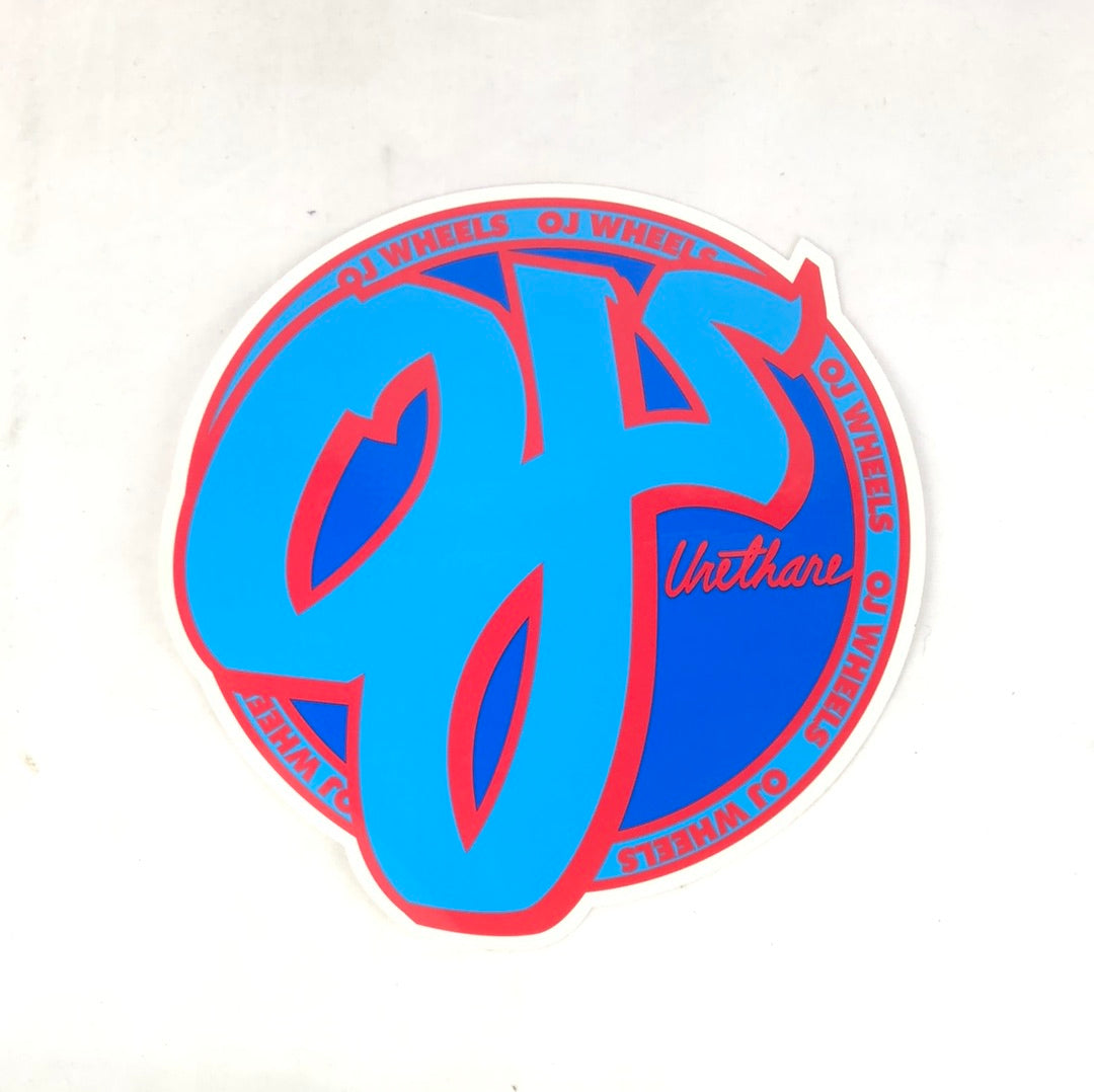OJ Wheels "Urethane" Blue Red 8.1" (Large) Circle Sticker