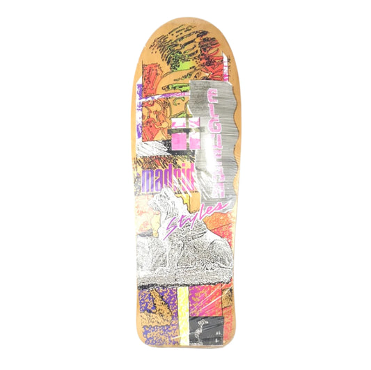 Madrid 40th Anniversary Eddie Elguera Styles Painting Purple/Pink/Black/Multi Color Size 9.75" Vintage NOS Shaped Reissue Deck