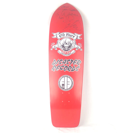 Factory 13 Disaster Records Signed Red/White/Black Size 9 Shaped Skateboard Deck