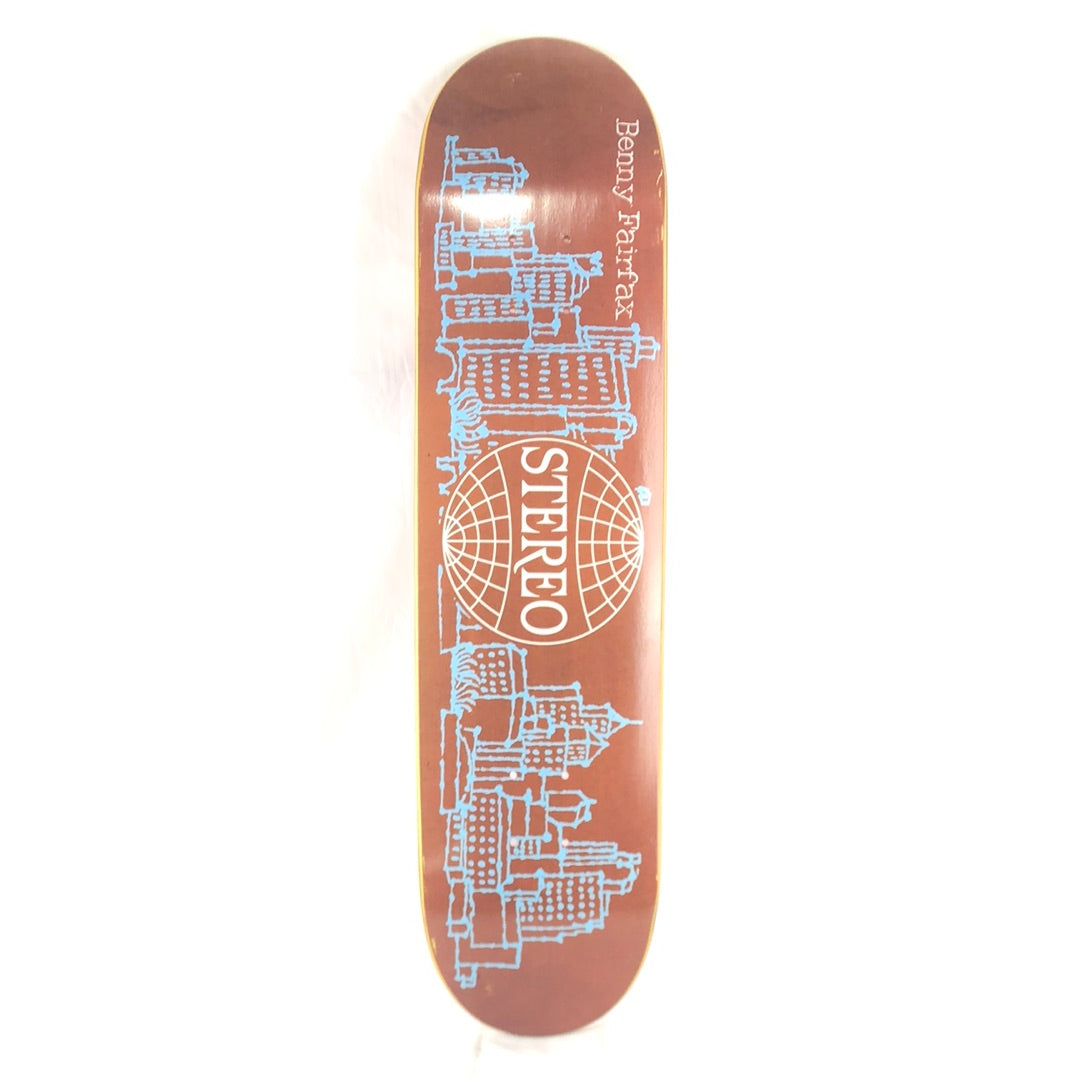 Stereo Benny Fairfax Buildings Brown/Blue/White Size 7.75 Skateboard Deck