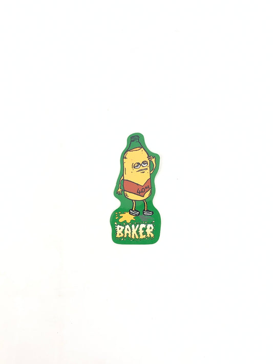 Baker Skateboards 40 OZ Green Yellow 5" x 2" Sticker