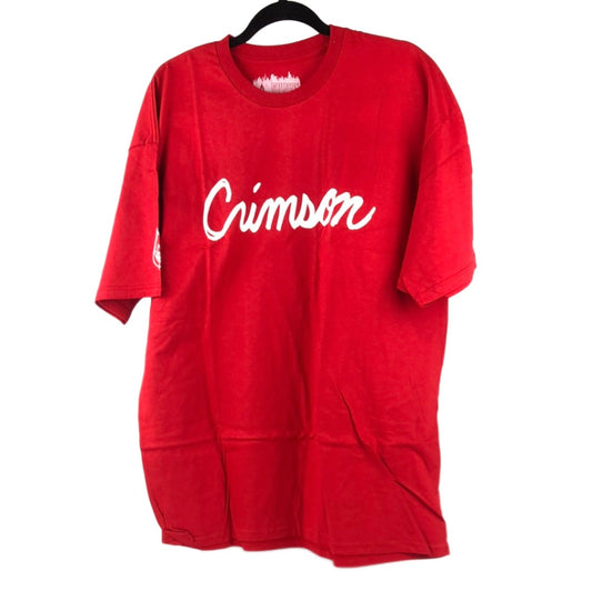 Crimson Cursive Chest Logo Red White Size XL S/s Shirt