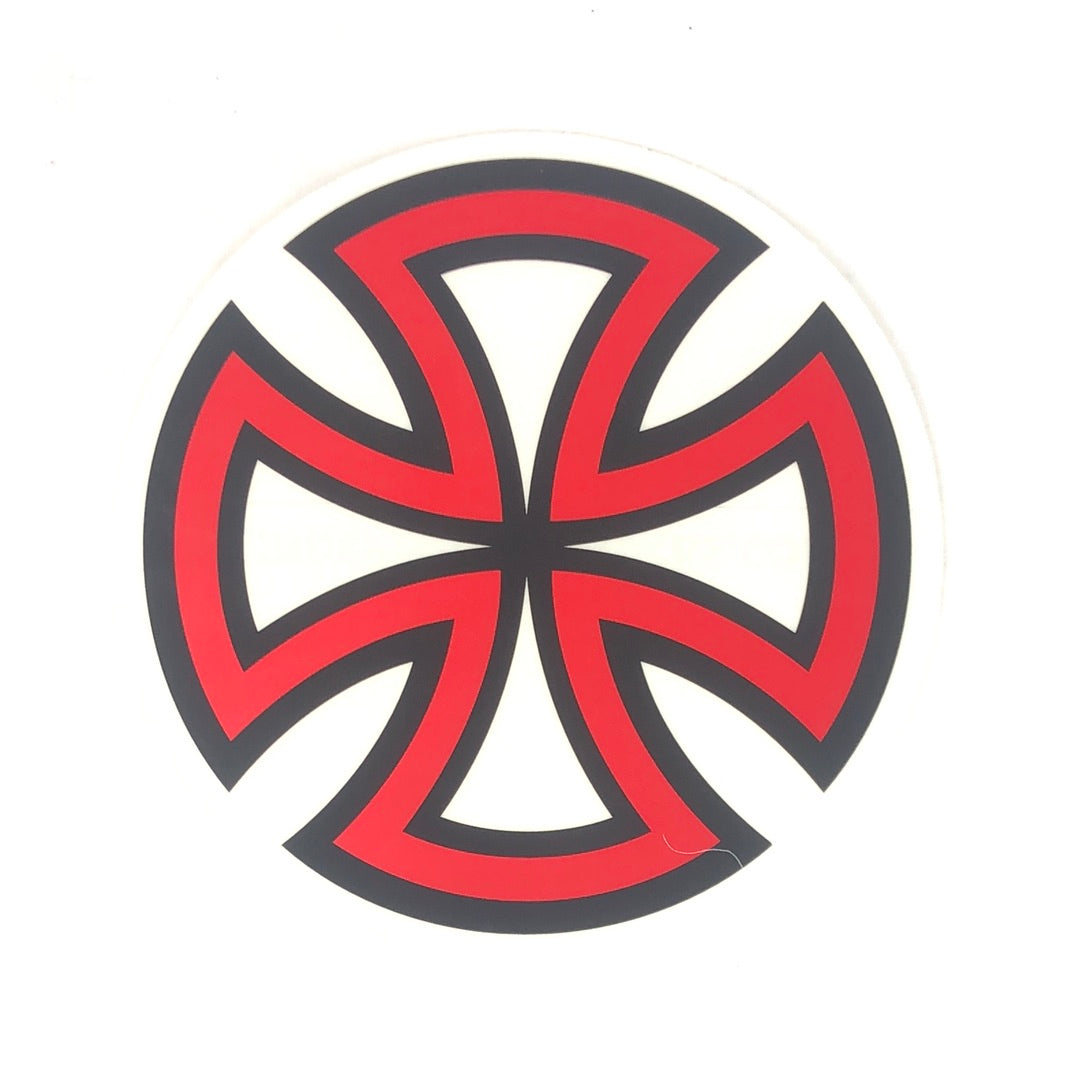 Independent "Cross" Red Black White  5.5" Circle Sticker