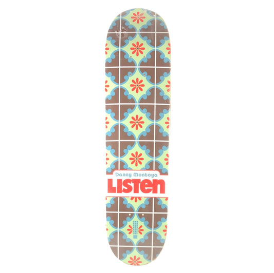 Listen Danny Montoya Flower Graphic Mint/Blue/Red/White Size 8.125" Vintage NOS Deck