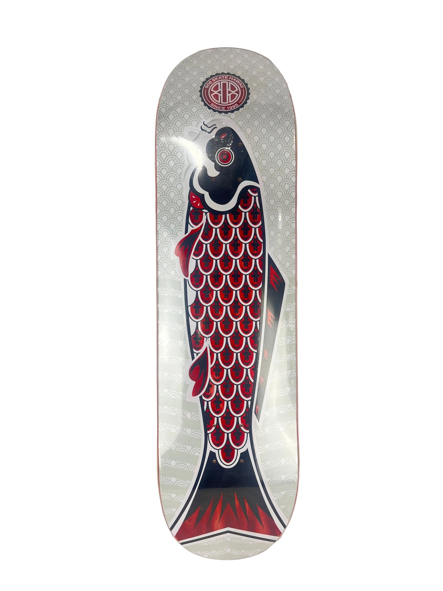 808 Fish Graphic Red Multi Size 8.5" Vintage NOS Deck
