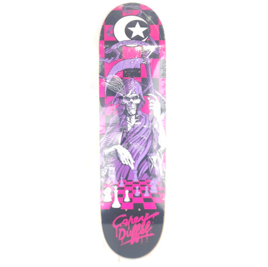 Foundation Corey Duffel Grim Reaper Playing Chess Black/Pink/Purple/White Size 8.25 Skateboard Deck