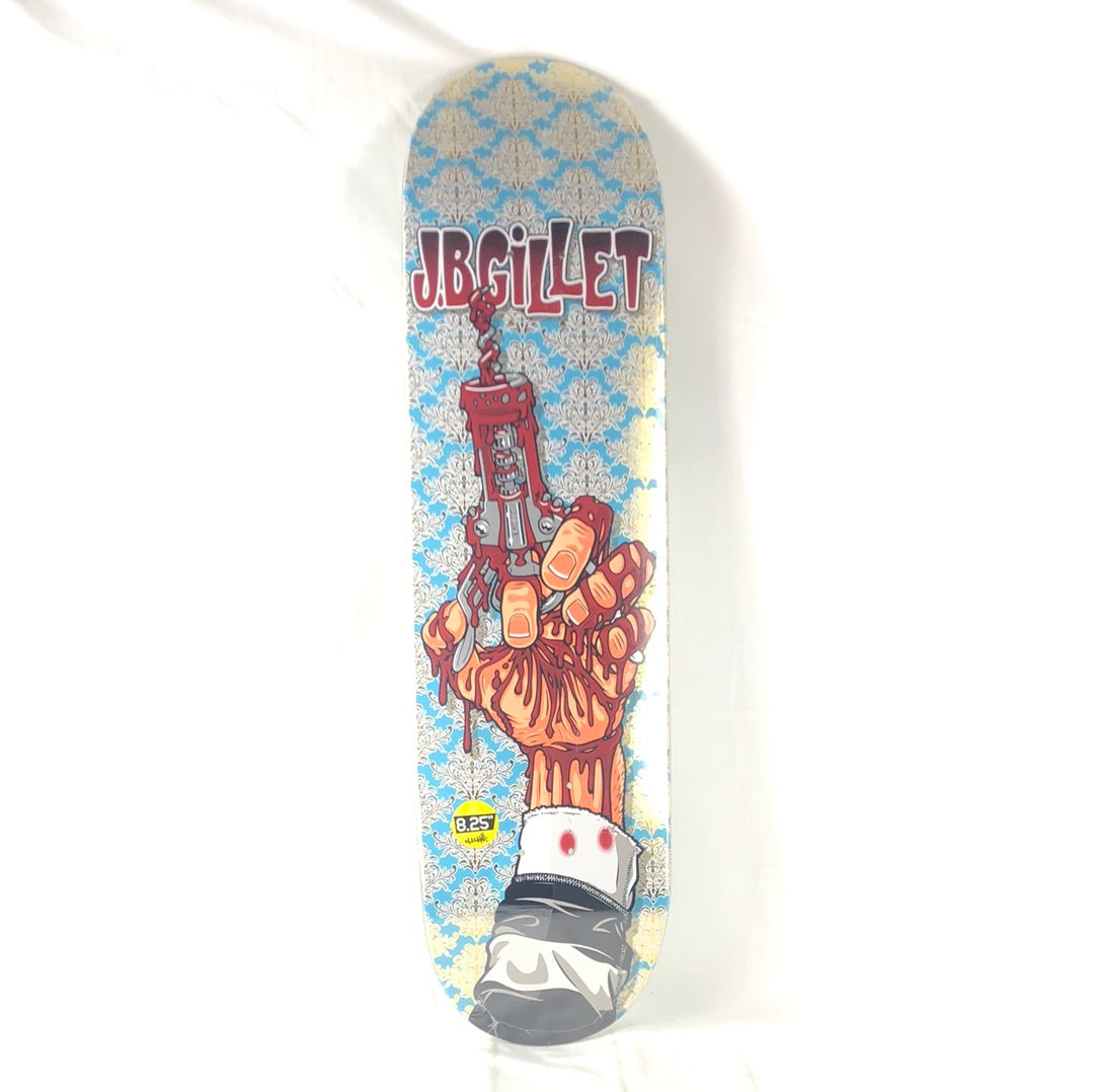 Cliche J.B. Gillet Bloody Cork Screw Graphic Blue/Gold/White/Red/Black Size 8.25 Skateboard Deck