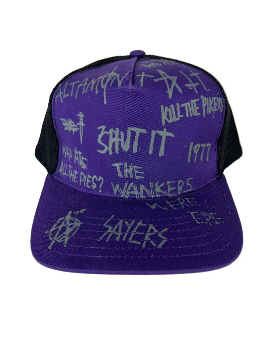 Altamont Shut It Graffiti Purple Grey Black One Size Fits All Vintage Snapback Mesh Trucker Hat