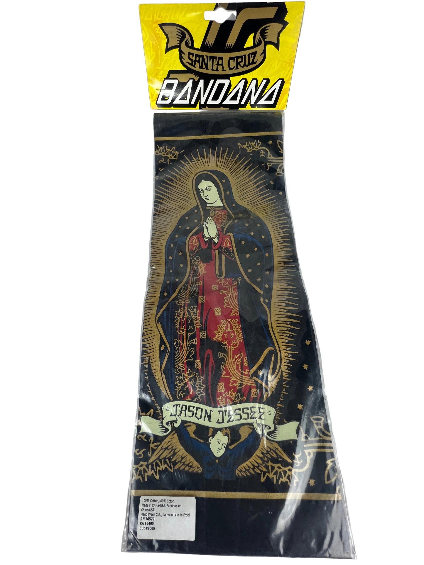 Santa Cruz Jason Jessee Lady Guadalupe Black Gold Multi One Size Fits All Vintage Bandana
