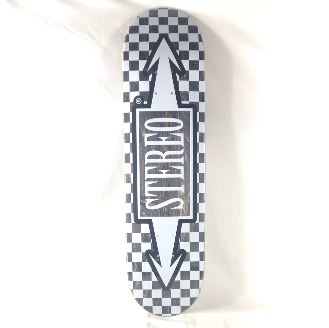 Stereo Arrow Checker Logo Blank Black/Black/White Size 8.38 Skateboard Deck