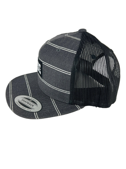 DC DC Logo Patch Grey White Stripes Black One Size Fits all Vintage Snapback Mesh Trucker Hat