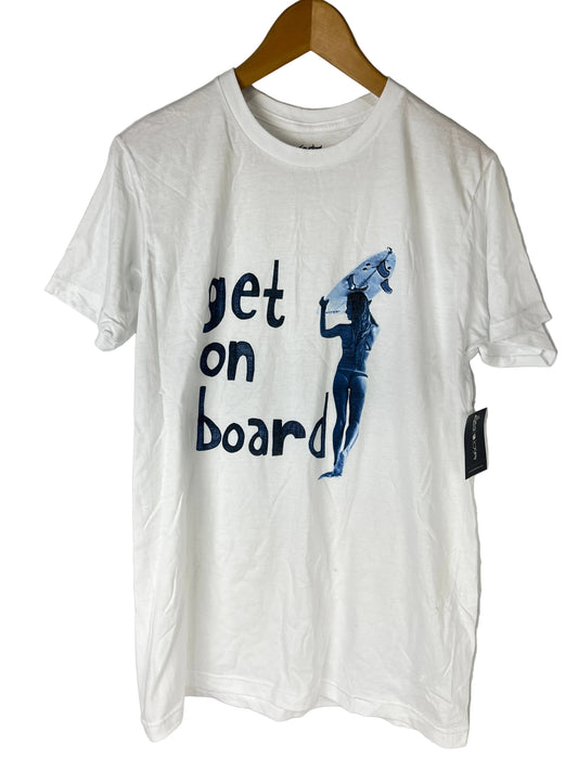 Lost Get On Board Surfer Girl White Blue Size M S/s Vintage Shirt