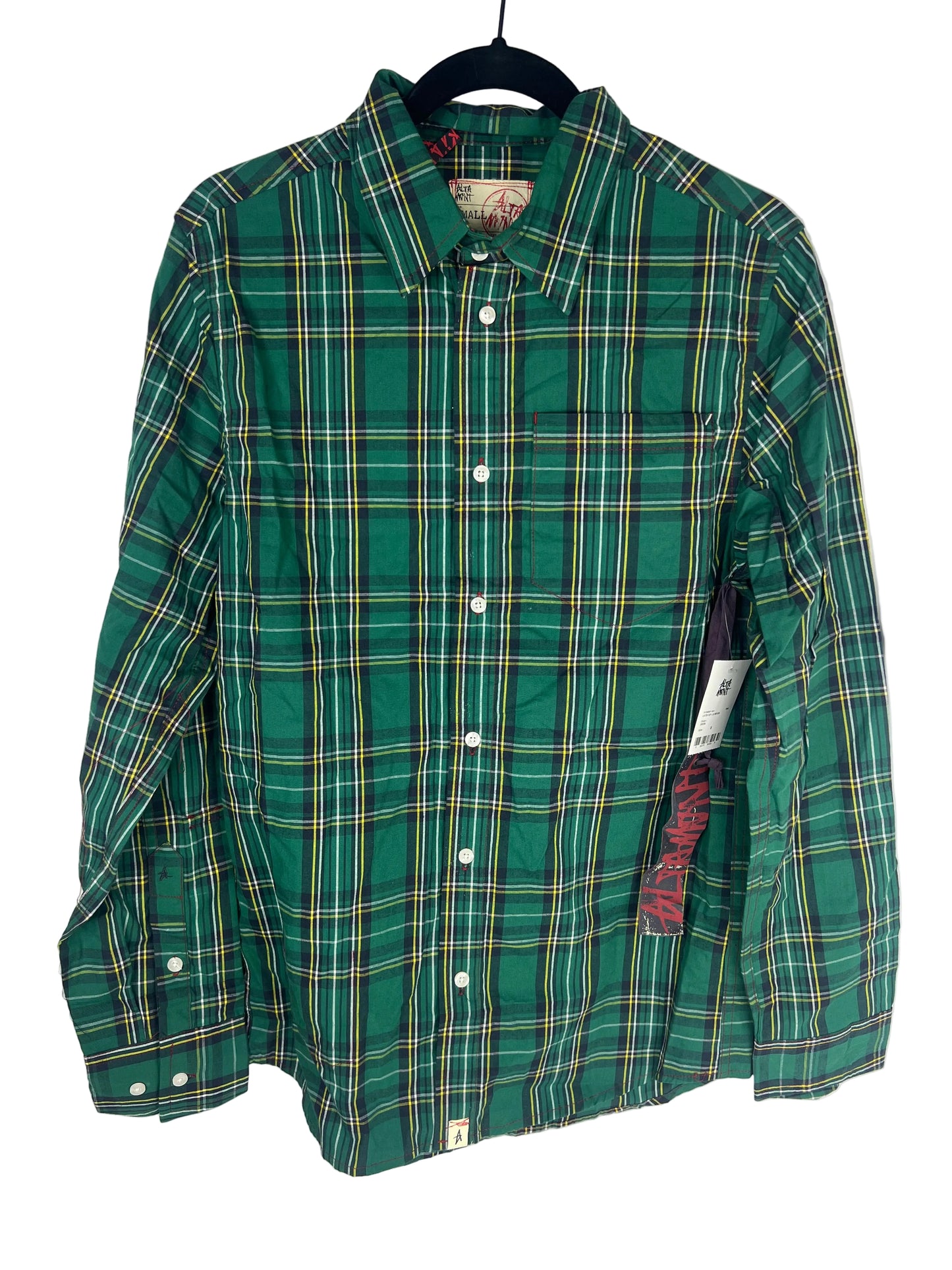 Altamont Latch Key Green Plaid Multi Size S L/s Vintage Button Up Woven Shirt