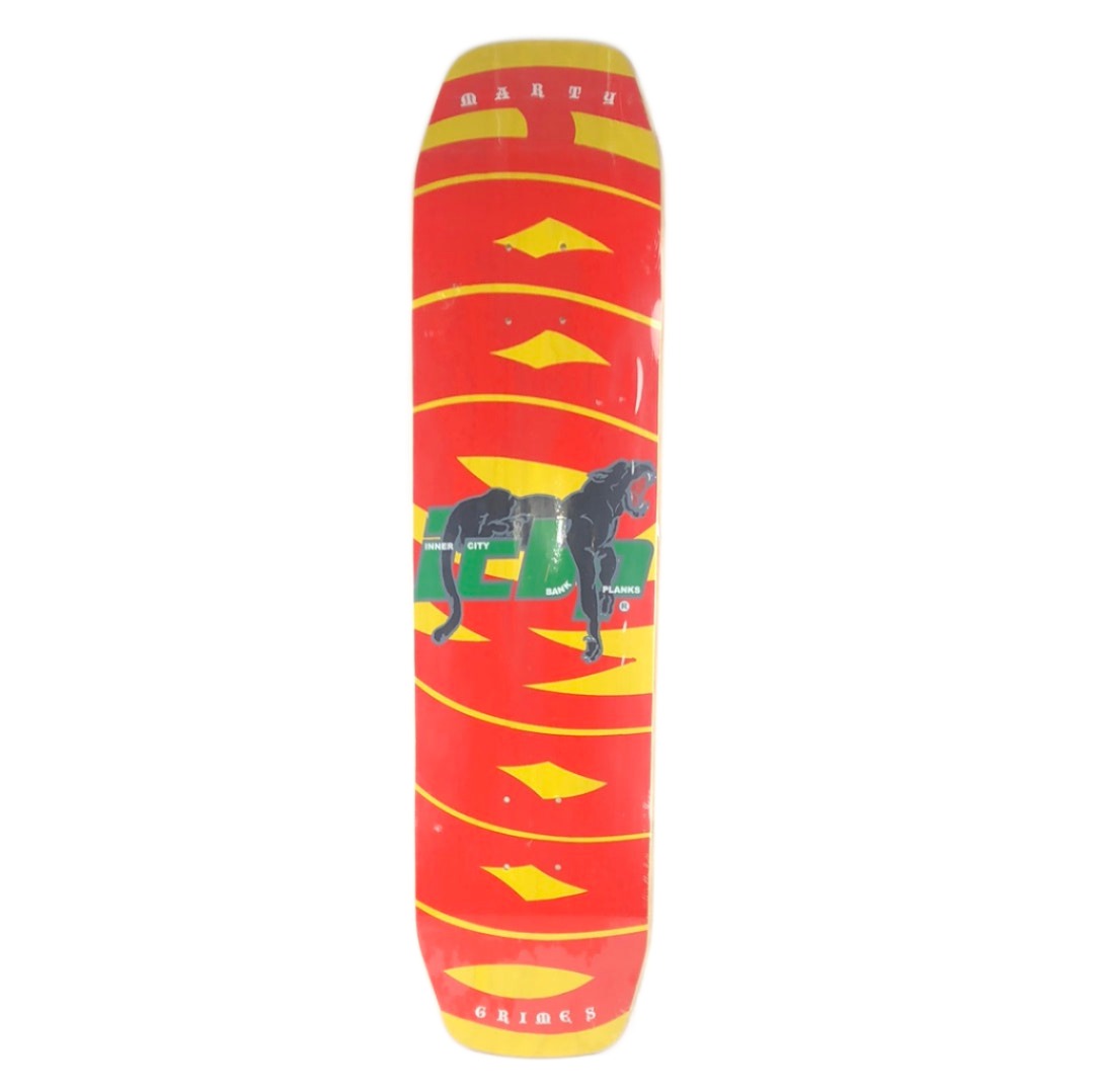 Hood Wood Marty Grimes ICBP Panther Graphic Yellow/Red/Green/Black Size 7.75 Skateboard Deck